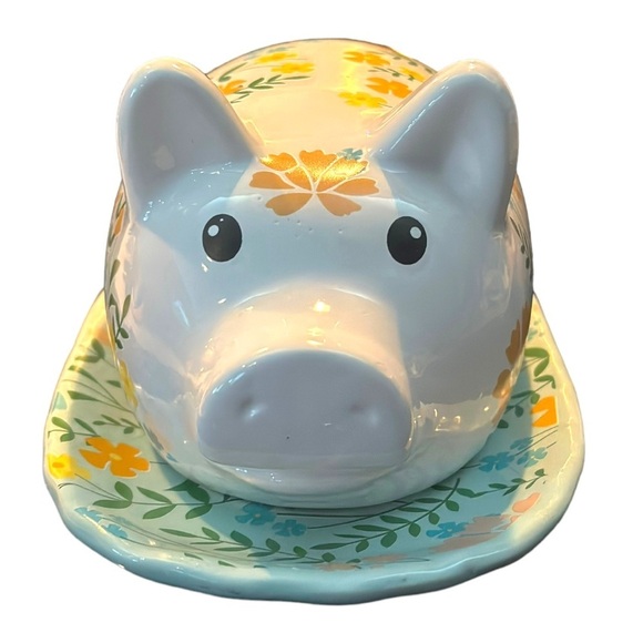 Old East Main Co Pioneer Inspired Floral Pig Butter Dish Farmhouse Cottagecore - Picture 11 of 13